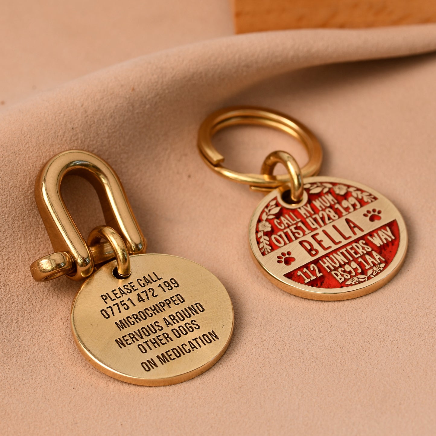 The Wildflower Tag — Floral Brass Dog Tag with Full Engraving