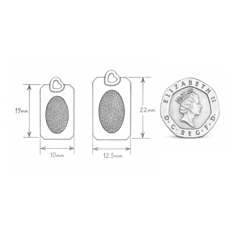 Personalised Paw or Nose Print Tag Necklace in Sterling Silver - Heavyweight
