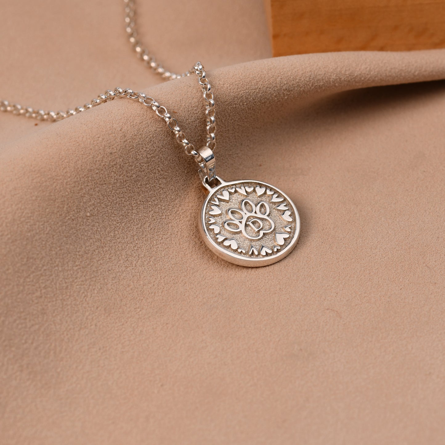 Personalised Paw Initial Necklace in Sterling Silver - Heavyweight