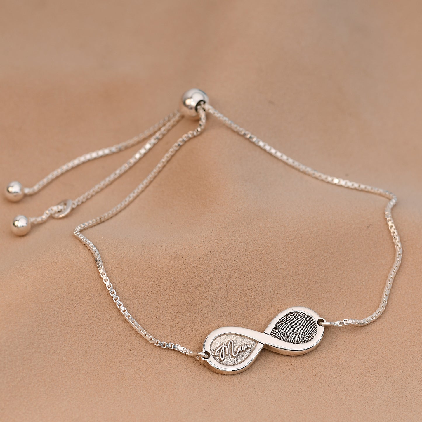 Bespoke Infinity Fingerprint Bracelet in Sterling Silver