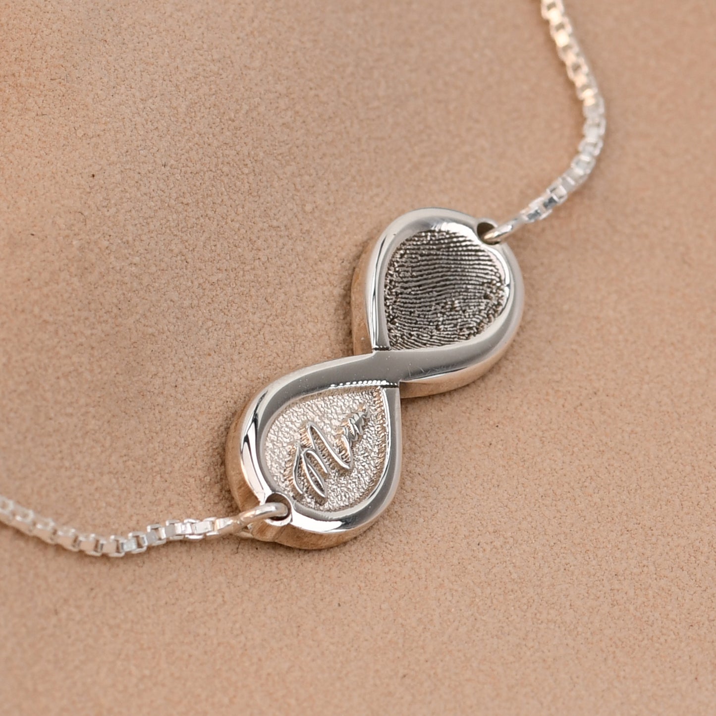Bespoke Infinity Fingerprint Bracelet in Sterling Silver