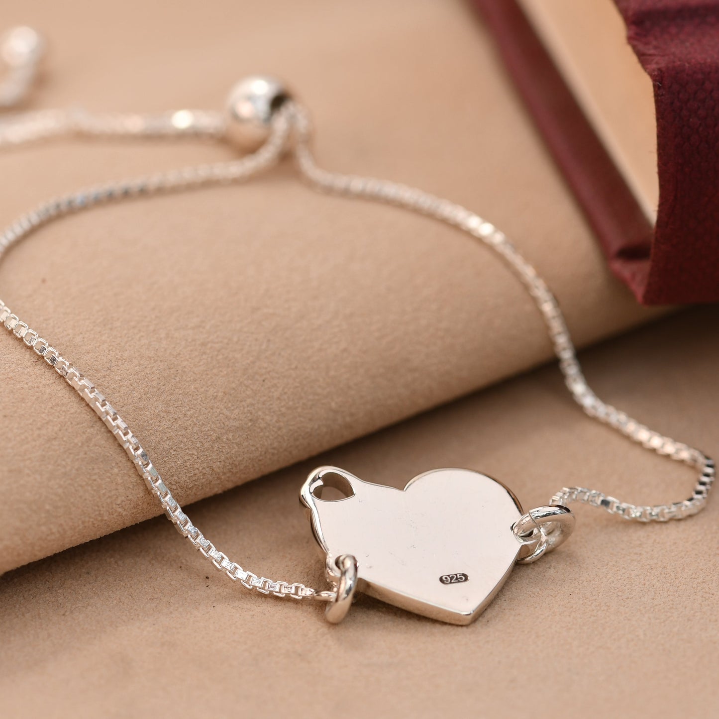 Personalised Paw or Nose Print Heart Bracelet in Sterling Silver - Heavyweight