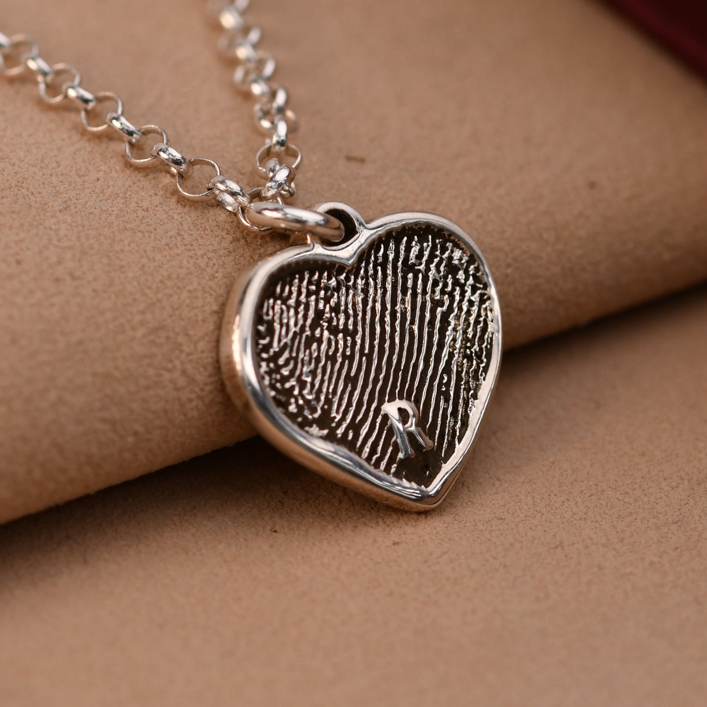 Artisan fingerprint heart bracelet engraved with two fingerprints side by side