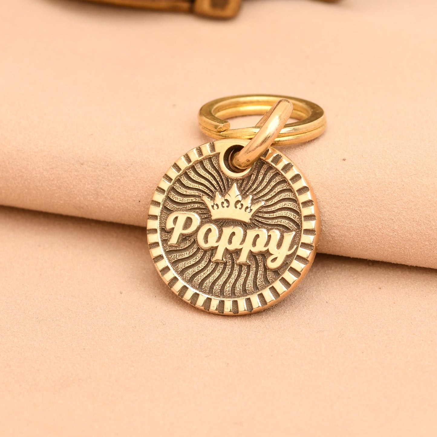 The Petite Crescent Tag — Polished Brass Tag for Cats & Small Dogs