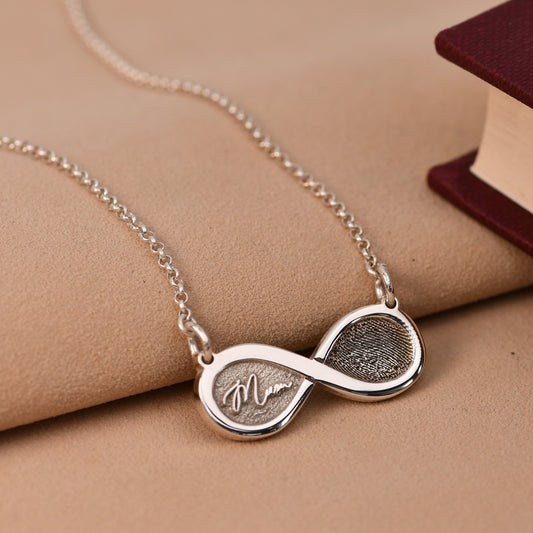 The Infinity Necklace — Fingerprint & Handwriting Necklace in Sterling Silver  - Heavyweight