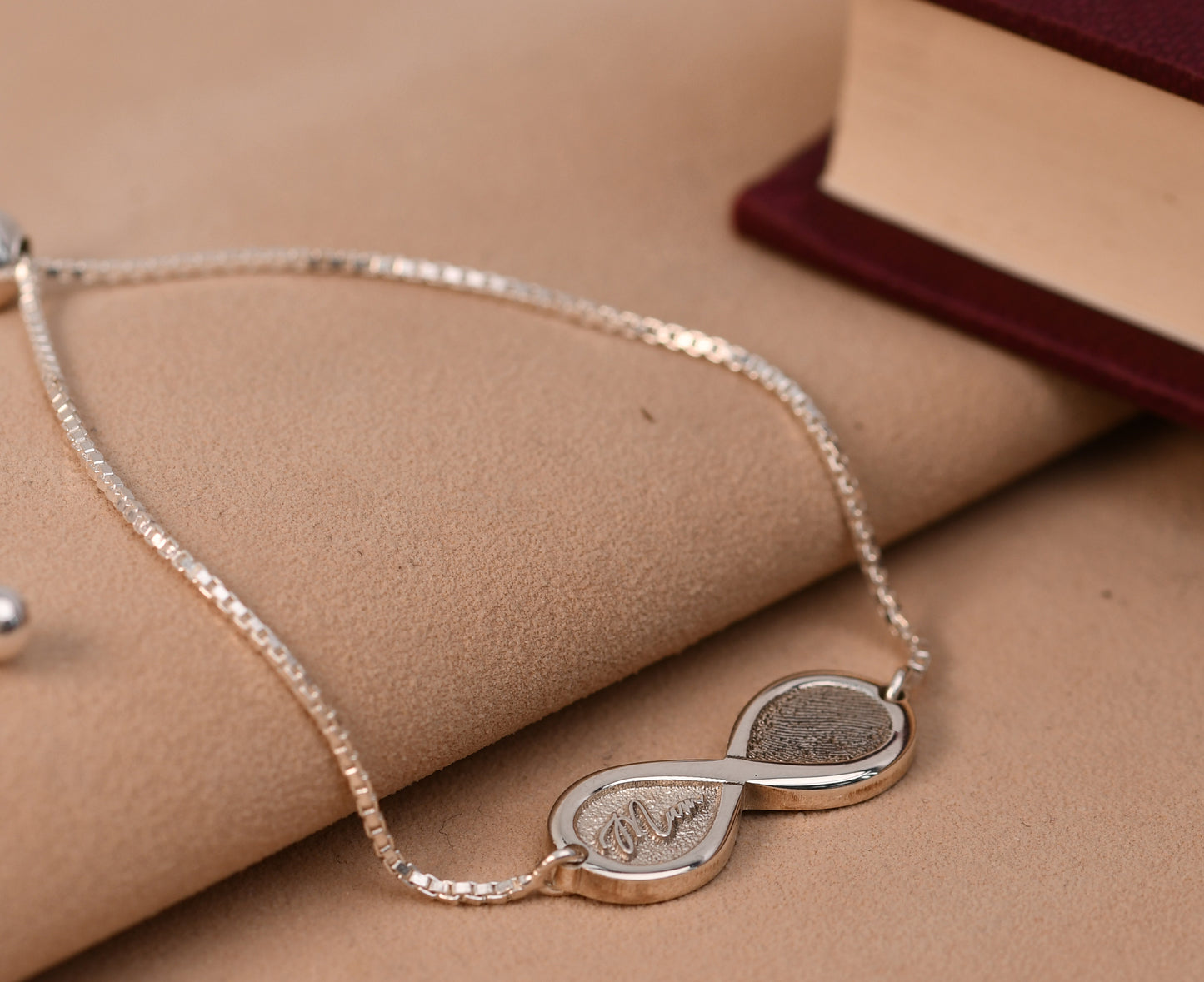 Bespoke Infinity Fingerprint Bracelet in Sterling Silver