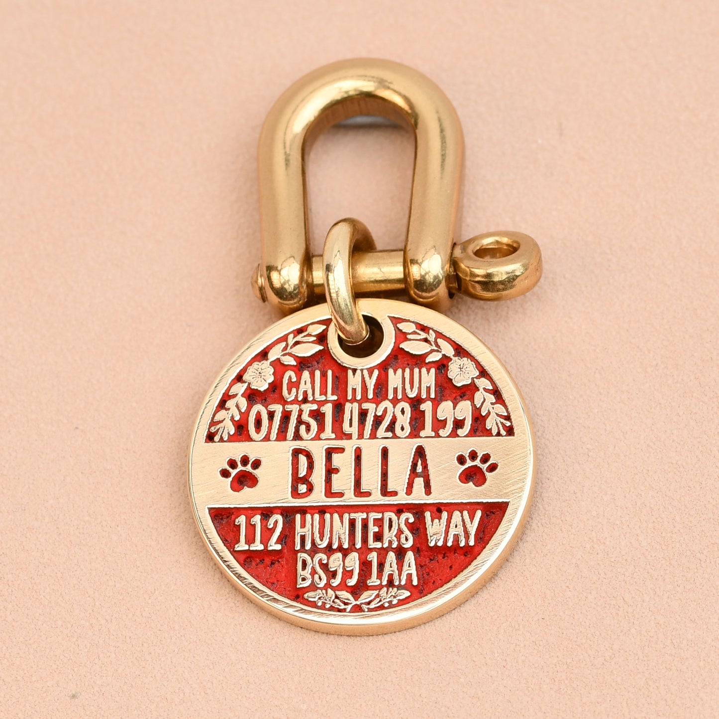 The Wildflower Tag — Floral Brass Dog Tag with Full Engraving