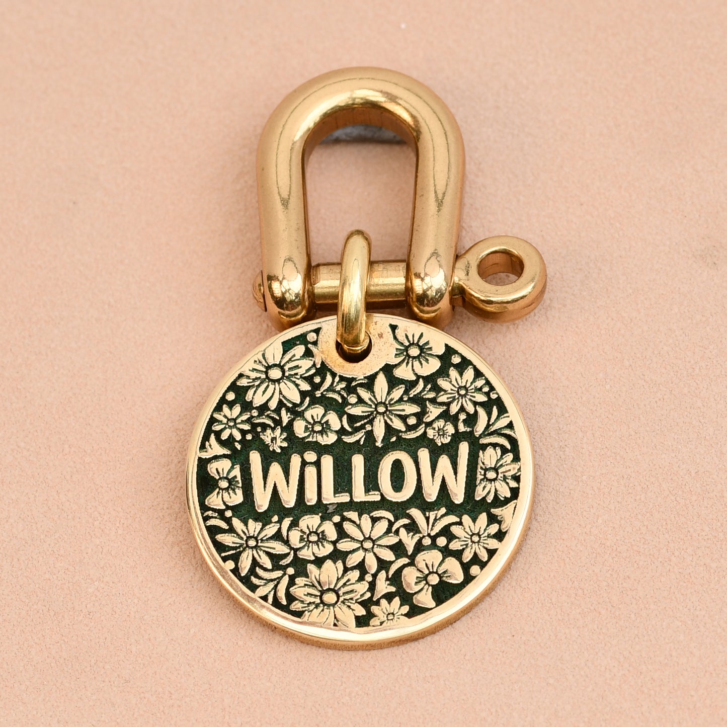 The Bloom Tag — Floral Brass Dog Tag