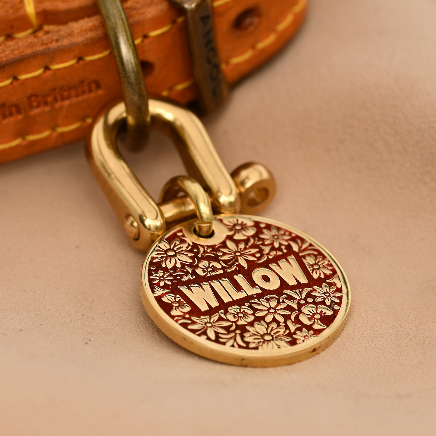 The Bloom Tag — Floral Brass Dog Tag